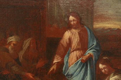 Kunst, antike Gemälde, Jesus und Ehebrecherin, Ölgemälde 17. Jh.,