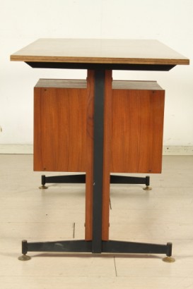Escritorio años 50-60, madera, chapa de madera de teca, formica, latón, #modernariatotavoli