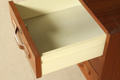 Escritorio años 50-60, madera, chapa de madera de teca, formica, latón, #modernariatotavoli