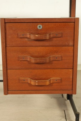 Escritorio años 50-60, madera, chapa de madera de teca, formica, latón, #modernariatotavoli