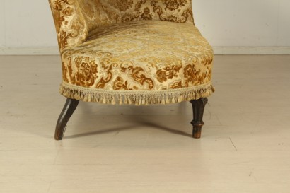 Canapé-dormeau, tourné les pieds, dos, profilée, rembourré