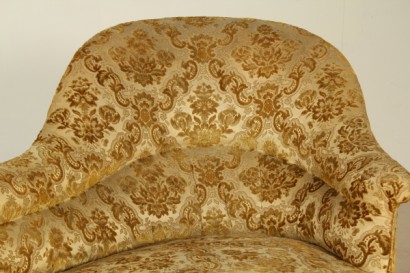 Canapé-dormeau, tourné les pieds, dos, profilée, rembourré