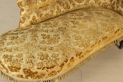 Canapé-dormeau, tourné les pieds, dos, profilée, rembourré