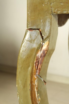 Mueve las piernas de consola de pared, pata de cabra, diadema, moldeado, lacado oro, piezas de #antiquariatoconsolle piso,