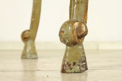 Mueve las piernas de consola de pared, pata de cabra, diadema, moldeado, lacado oro, piezas de #antiquariatoconsolle piso,