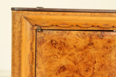 30 years, bedside tables veneered wood, radica, carved wood, painted glass, retro, #modernariatomobili