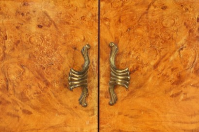 30 years, bedside tables veneered wood, radica, carved wood, painted glass, retro, #modernariatomobili