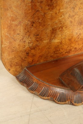 30 years, bedside tables veneered wood, radica, carved wood, painted glass, retro, #modernariatomobili