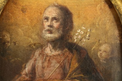 arte, pittura antica, Claudio Ridolfi (1570-1644), il veronese, San Giuseppe ed angeli, dipinto ad olio, claudio veronese, olio su tavola
