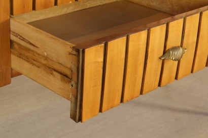 Mobile in ciliegio anni 30_14858 mobile in ciliegio, mobile con sei cassetti, legno ed ottone, piano in formica