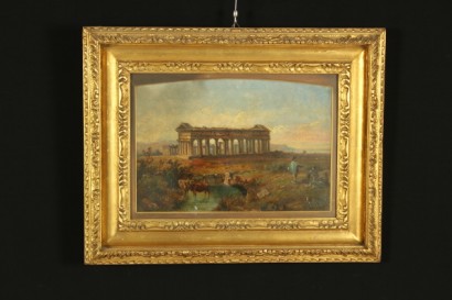 arte, pintura de 800, Templo de Paestum, pinturas al óleo, paisajes, vistas