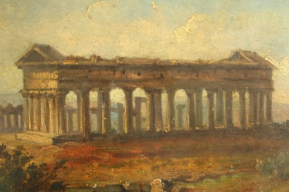 arte, pintura de 800, Templo de Paestum, pinturas al óleo, paisajes, vistas