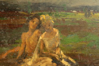 arte, pittura dell 800, Luigi Rossi 1853-1923, paesaggio, figure, dipinti ad olio