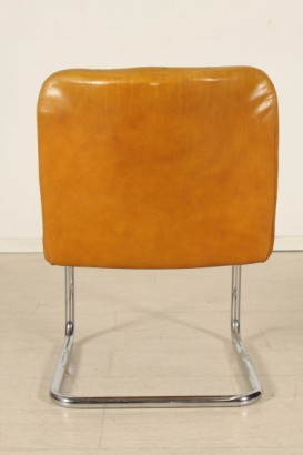 modernism, six chairs chairs years 70, structure in chromed metal, leather
