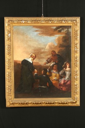 Kunst, antike Gemälde, französische Schule, 18. Jahrhundert, 1700, Galant, Szene-Ölgemälde auf Leinwand, #arte, #pittura