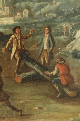 Europe du Nord, XVIIIe siècle, peintures à l’huile sur toile, des bols, des paysages, nuancée de point de vue, cadre, #pitturaantica #arte,