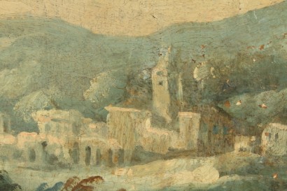 Europe du Nord, XVIIIe siècle, peintures à l’huile sur toile, des bols, des paysages, nuancée de point de vue, cadre, #pitturaantica #arte,