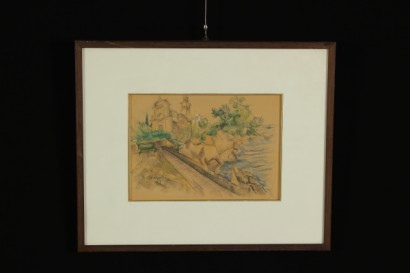 elmo diegoli, italia, anni 30-40, disegno, paesaggio, matita su carta, futurismo, #arte, #novecento