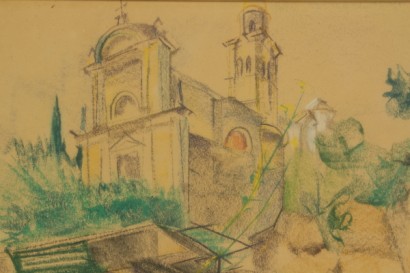 elmo diegoli, italia, anni 30-40, disegno, paesaggio, matita su carta, futurismo, #arte, #novecento