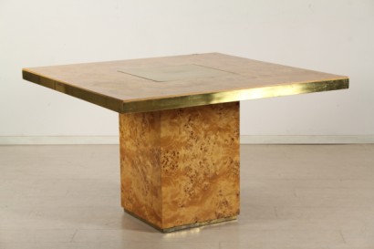 Tavolo nello stile di Willy Rizzo, modernariato, tavoli, legno, radica, ottone, #modernariato, #tavoli