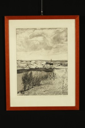 art, 900, 20th century, 1916, 1954, Richard Muller 1874 printing, etching, drypoint, landscapes, sand quarry