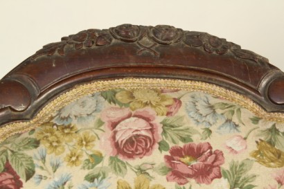Holzsofa aus Holz geschnitzt, Louis Philippe, Umzug, #antiquariato, #sedie, dreigliedrige, Rückenlehne Polsterung