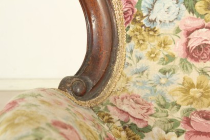 Holzsofa aus Holz geschnitzt, Louis Philippe, Umzug, #antiquariato, #sedie, dreigliedrige, Rückenlehne Polsterung