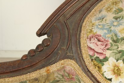 Holzsofa aus Holz geschnitzt, Louis Philippe, Umzug, #antiquariato, #sedie, dreigliedrige, Rückenlehne Polsterung