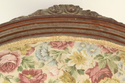 Holzsofa aus Holz geschnitzt, Louis Philippe, Umzug, #antiquariato, #sedie, dreigliedrige, Rückenlehne Polsterung