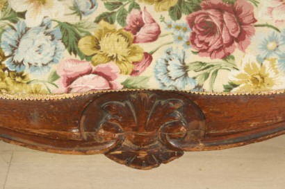 Holzsofa aus Holz geschnitzt, Louis Philippe, Umzug, #antiquariato, #sedie, dreigliedrige, Rückenlehne Polsterung