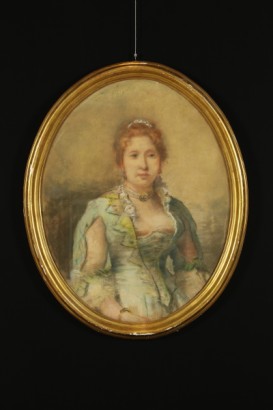 Antonio Salvetti (1854-1931), arte, 1889, siglo XIX, siglo XX, Antonio Salvetti (1854-1931), retrato femenino, pastel sobre papel, dibujo, #arte, #ottocento