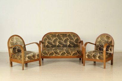Salotto anni 20-30, divano, poltrone, legno di faggio, faggio, molle, velluto, #modernariato, #divani