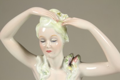 antiques, ceramics, objects, 50s, Giovanni Ronzan 1906 1974, turin, italy, statuette, noblewoman, modern antiques