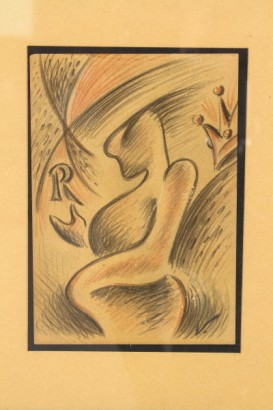900 art, Lucio Venna 1897 1974, talking Letters R, erre, Futurism, pencils on paper, the period of the wild, maccari and friends