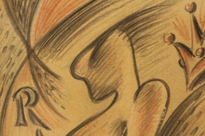 900 art, Lucio Venna 1897 1974, talking Letters R, erre, Futurism, pencils on paper, the period of the wild, maccari and friends