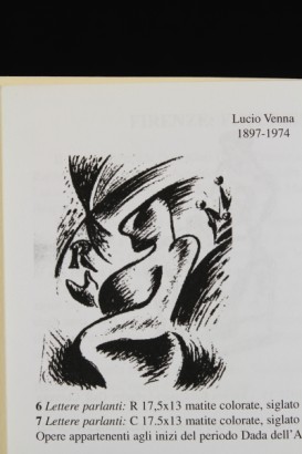 900 art, Lucio Venna 1897 1974, talking Letters R, erre, Futurism, pencils on paper, the period of the wild, maccari and friends