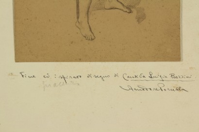 arte, antiguo pintura, Candida Luigia Bozzini 1853, Amadore Porcella, dibujos a lápiz sobre papel, desnudo masculino, young