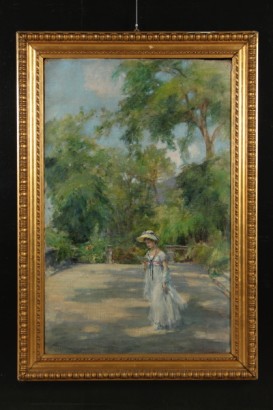 Fanciulla che passeggia in giardino