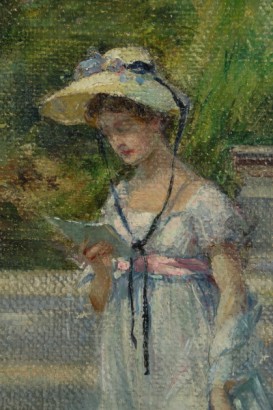 arte del 900, arte del novecento, dipinto di ragazza in giardino, ragazza che passeggia in giardino
