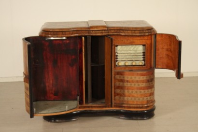 radio, tocadiscos, espejo, art deco, 900, hecho en Italia, nuez, Burr, #bottega, #artdecò, #dimanoinmano