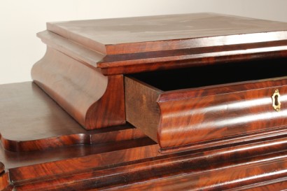 antiguo secretaire, secretaire, carga de muelles y caoba y caoba, la segunda mitad del siglo XIX, en estilo Biedermeier, desde austria
