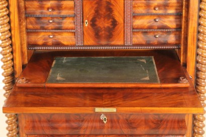 antiguo secretaire, secretaire, carga de muelles y caoba y caoba, la segunda mitad del siglo XIX, en estilo Biedermeier, desde austria