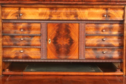 antiguo secretaire, secretaire, carga de muelles y caoba y caoba, la segunda mitad del siglo XIX, en estilo Biedermeier, desde austria