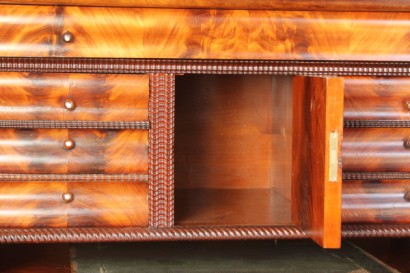 antiguo secretaire, secretaire, carga de muelles y caoba y caoba, la segunda mitad del siglo XIX, en estilo Biedermeier, desde austria