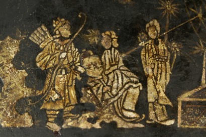 Couchtisch, Chinoiserie, ebonised, Dekorationen, Papiermache, Holz, 800, 1800, England, #antiquariato, #tavolini, #dimanoinmano