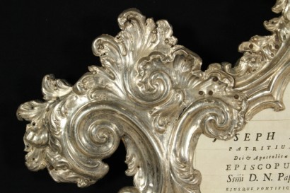 antiques, ornaments, mirrors and frames, cartagloria, embossed silver, decorations, swirls, rocaille, mid-18th century, 1750, 700, Italy, #antiquariato, #oggettistica, #dimanoinmano