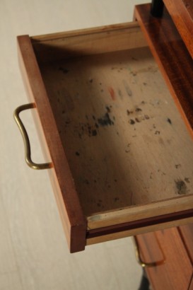 Escritorio, años 50, 60 años, caoba, que metal, latón, Antonia Ferretti, Milán, hecha en Italia, #modernariato, #tavoli, #dimanoinmano