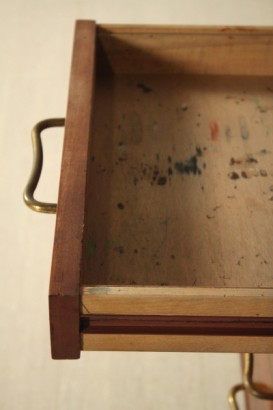 Escritorio, años 50, 60 años, caoba, que metal, latón, Antonia Ferretti, Milán, hecha en Italia, #modernariato, #tavoli, #dimanoinmano