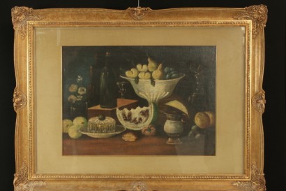 Still life with fruit and centerpieces