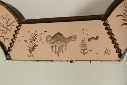 #dimanoinmano, #modernariato, #complementi, moderne, Accessoires, Spiegel, 40 Jahre, hergestellt in Italien, italienische Produktion, Glasmalerei, Glas, Messing verziert